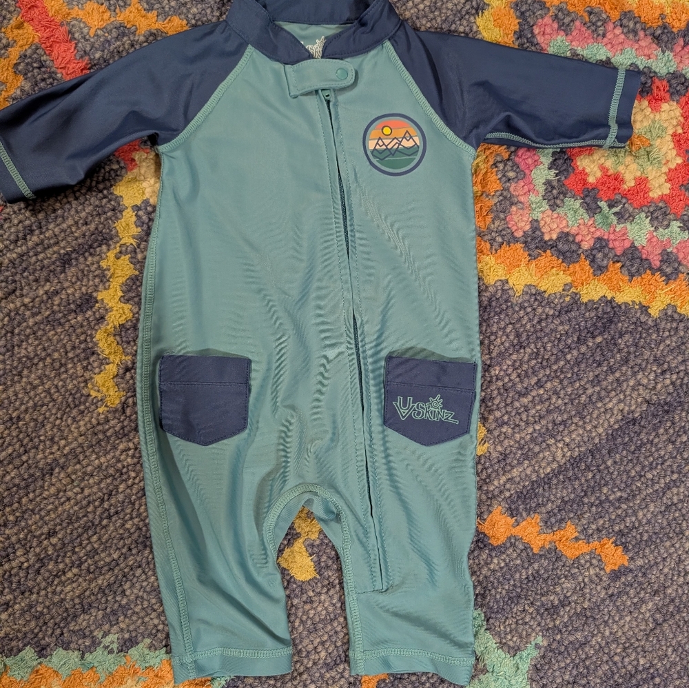 Green and Navy Baby Coverall